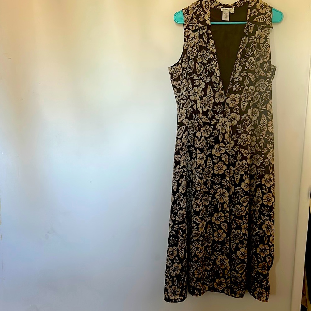 Brown floral button up dress